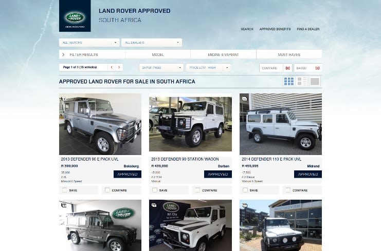 Vehicle search results
