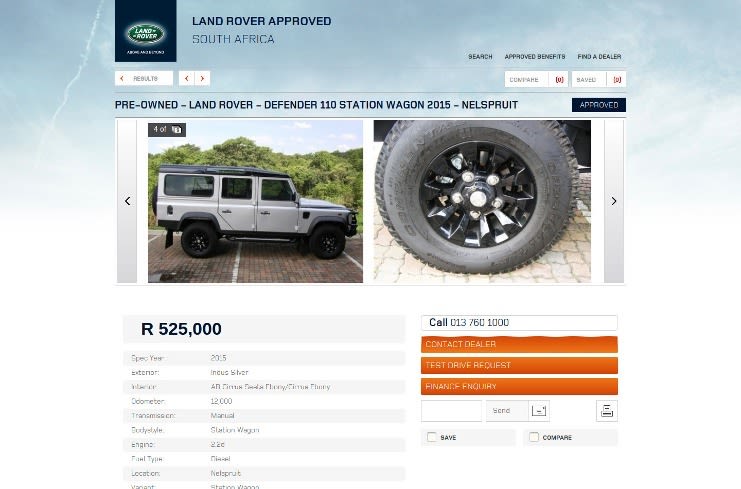 Vehicle detail page