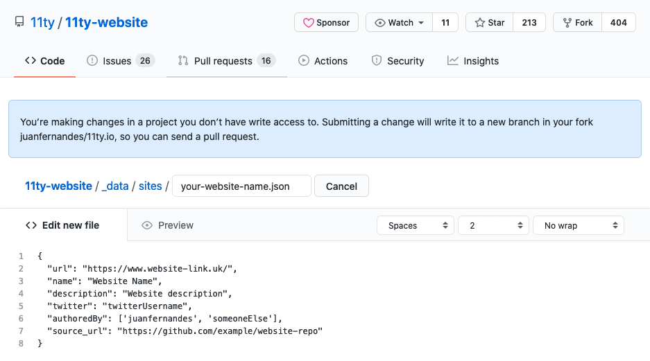 Shows new JSON file being created in GitHub