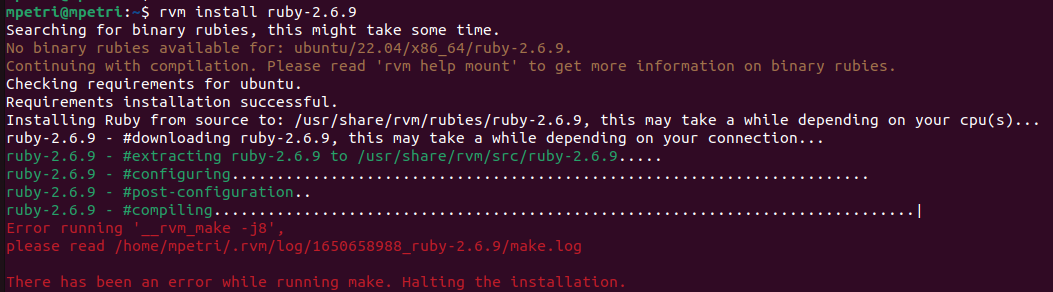 How to fix RVM openssl error in ubuntu 22.04