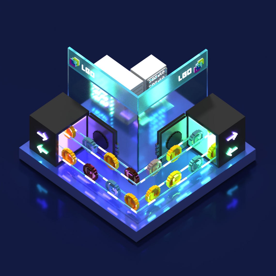 Illustrations LGO Group Conception,Direction Artistique,3D,Voxel,Illustration 