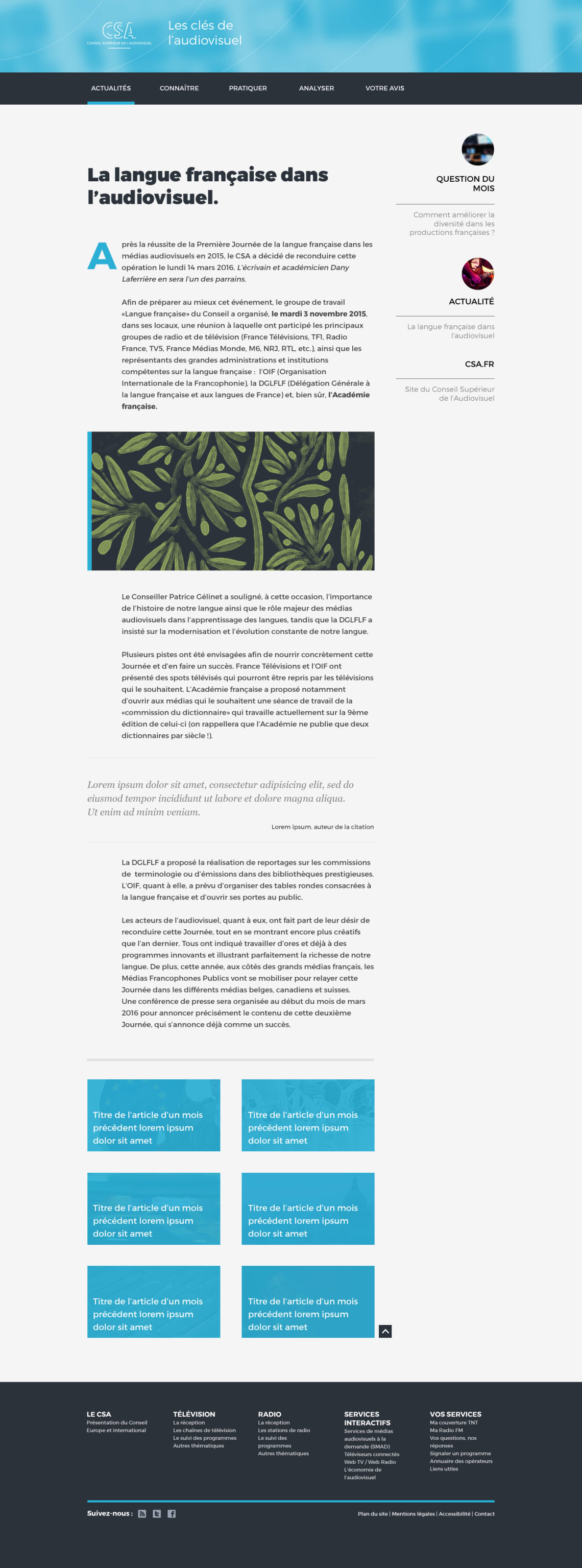 CSA – Les clés de l'audiovisuel Direction Artistique,Webdesign,Accessibilité