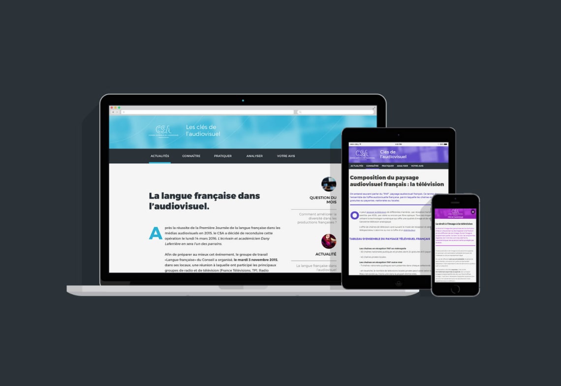 CSA – Les clés de l'audiovisuel Direction Artistique,Webdesign,Accessibilité