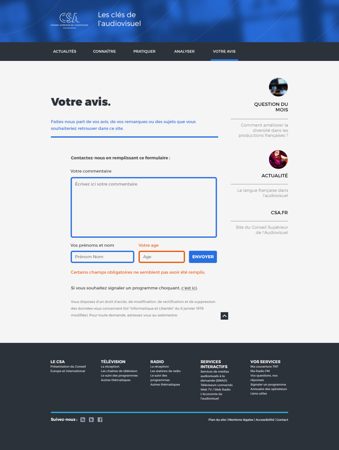 CSA – Les clés de l'audiovisuel Direction Artistique,Webdesign,Accessibilité