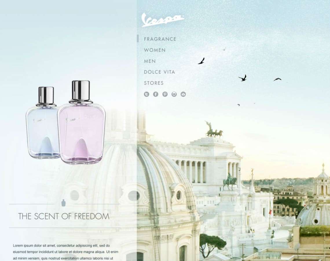 Vespa Fragrance Conception,Stratégie,Direction Artistique,Webdesign