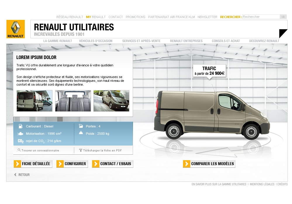 Mini-sites Renault Direction Artistique,Webdesign,UX