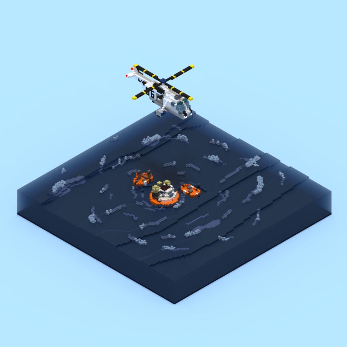 Awaiting swimmers Conception,Direction Artistique,3D,Voxel,Illustration