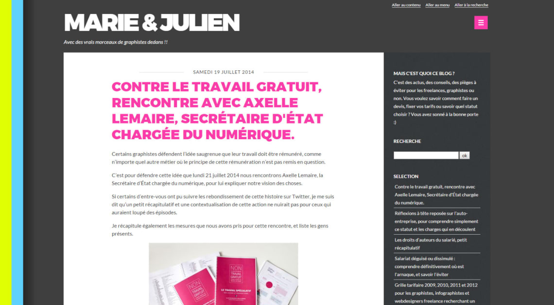 Blog Mariejulien.com Conception,Direction Artistique,Rédaction,Intégration,Dotclear,Print,Social Media