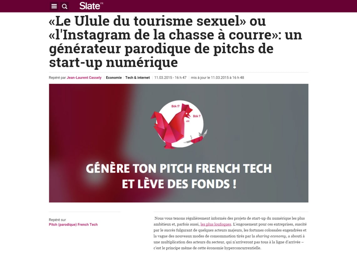 Générateur de pitch Frenchtech Conception,Direction Artistique,Rédaction,Social Media