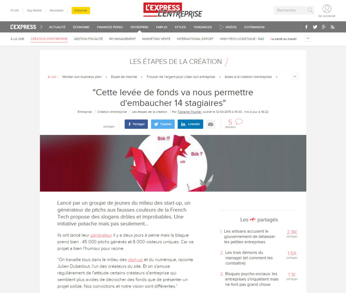 Générateur de pitch Frenchtech Conception,Direction Artistique,Rédaction,Social Media