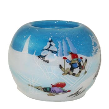 Telysholder håndmalt Nisse på ski BF