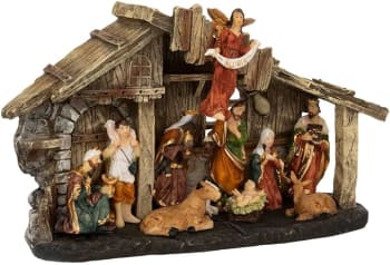 Julekrybbe med 11 figurer, 18 × 30 cm – Pobra