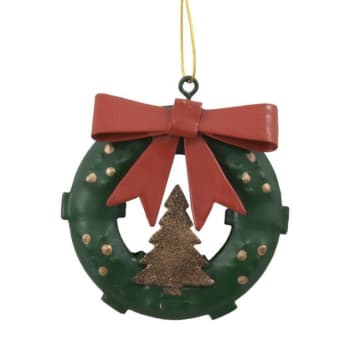 Julekrans i metall med juletre (Ø8 cm)