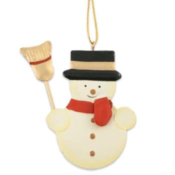 Snømann i metall – antikk finish (8×6 cm)