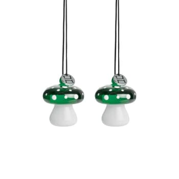 Hadeland Glassverk – Fluesopp hengende pynt, Grønn, 2 pk