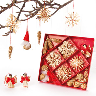 Stråpynt i eske – 2–6 cm – 30 stk – Pobra