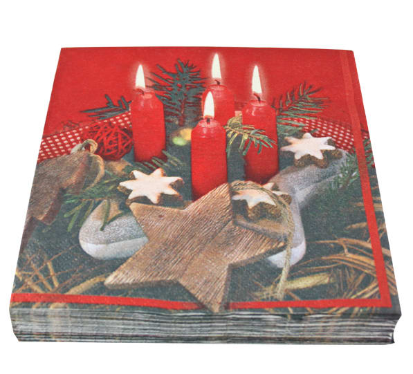 Servietter fire lys 16,5 cm