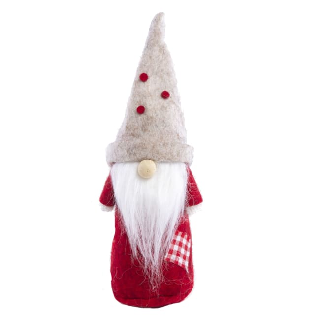 Nisse rød med beige lue 18cm