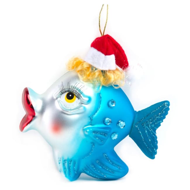Hengepynt fisk med nissehatt