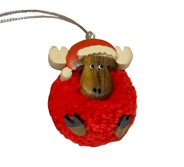 Pompom elg m/ nisselue rød BF