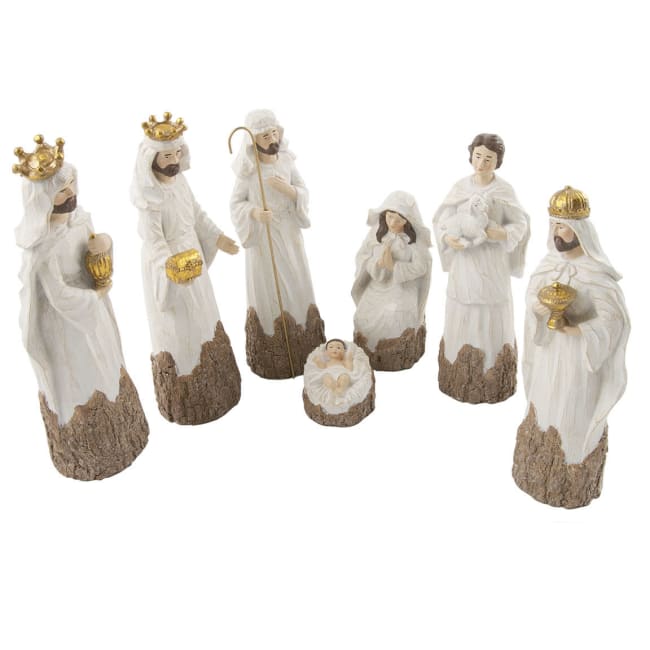 Julekrybbe 7 deler hvit-tre Godtbergsen