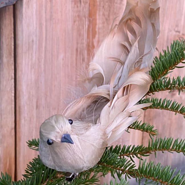 UND Julepynt fugl m/klype beige