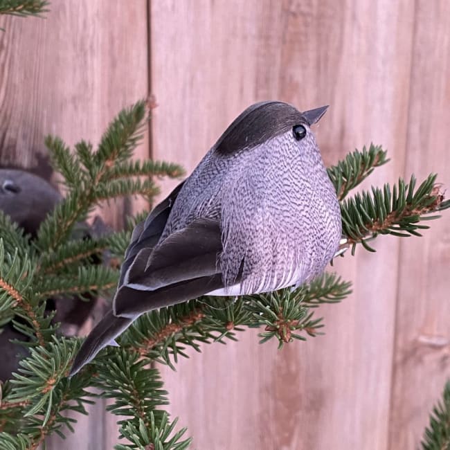 UND Julepynt fugl m/klype grå liten
