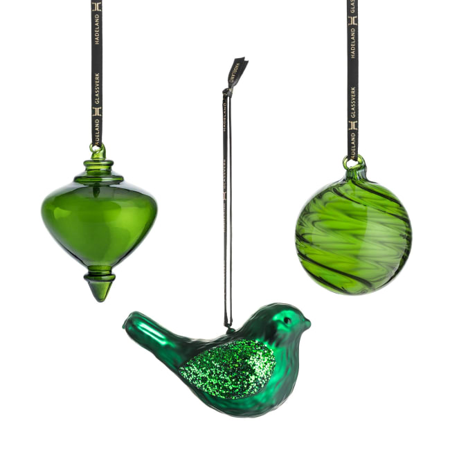 Hadeland Glassverk – Fugleklang heng grønn mix 3 pk