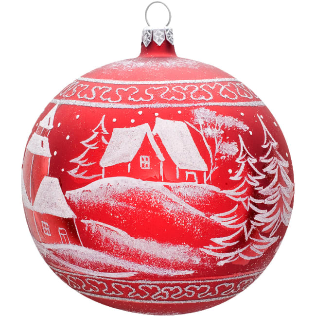 Kule vinternatt rød matt 12cm