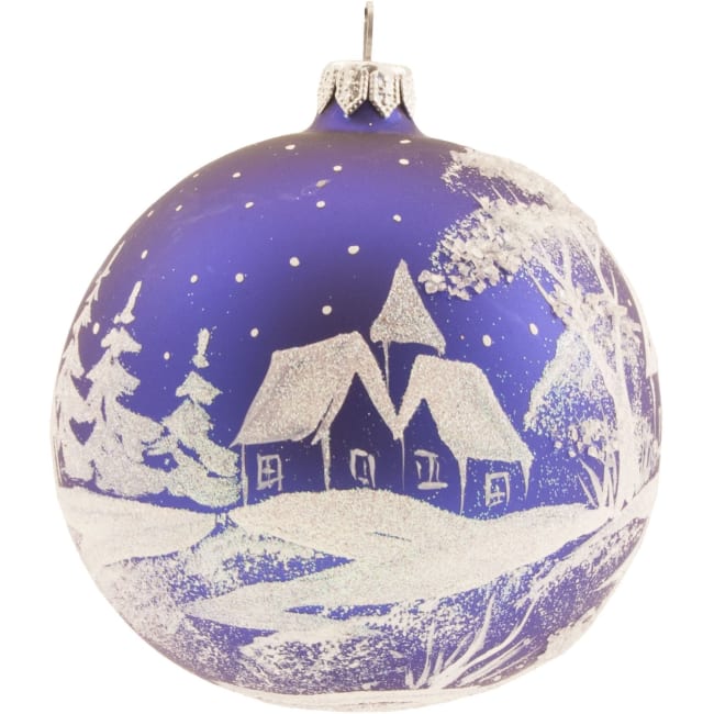 Kule blå by med kirke 12 cm