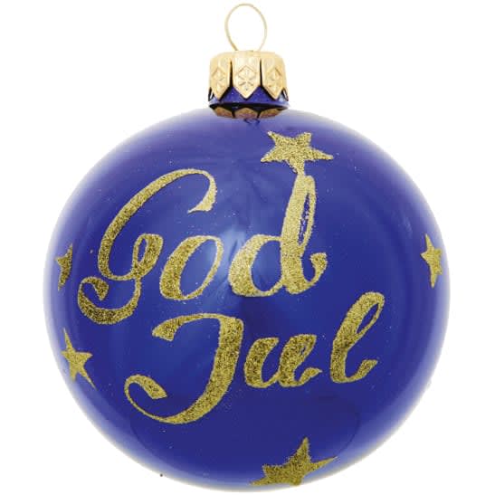 Kule God Jul blå shiny 12cm
