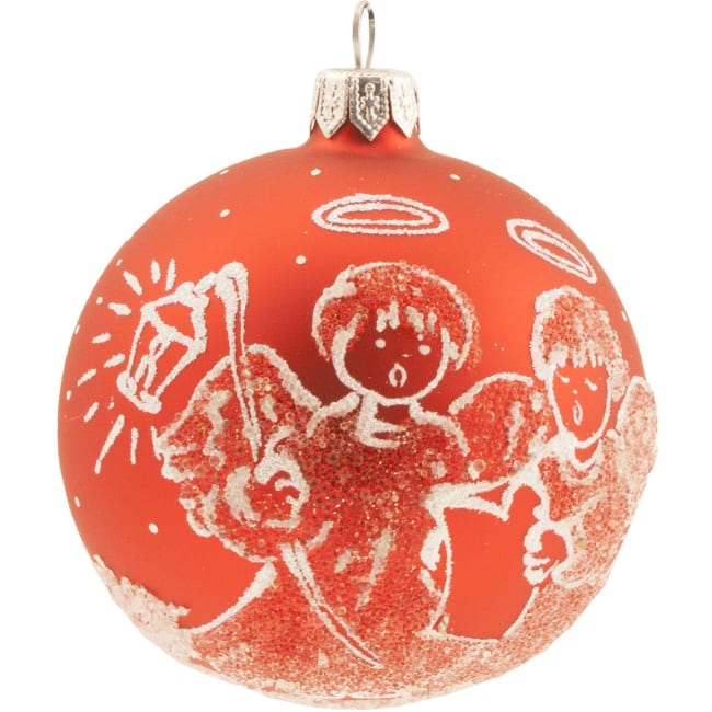 Kule rød matt to engler 10 cm