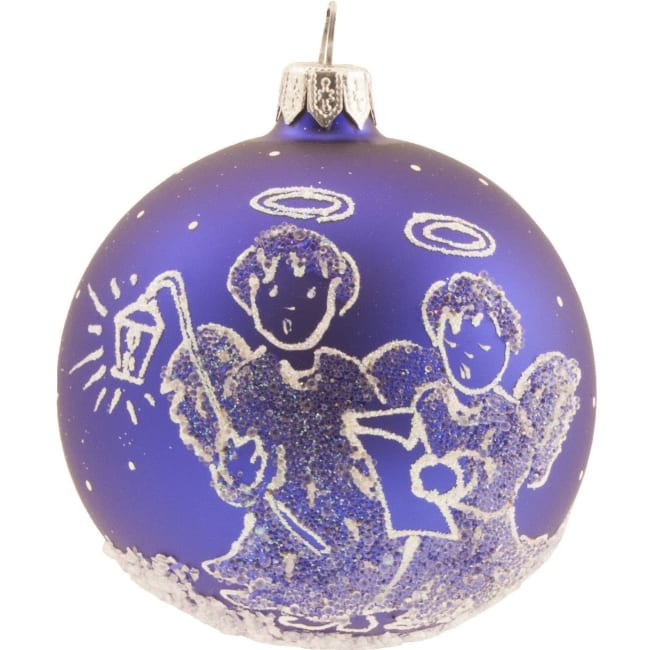 Kule blå matt to engler 6 cm