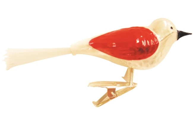 Fugl med klips hvit shiny