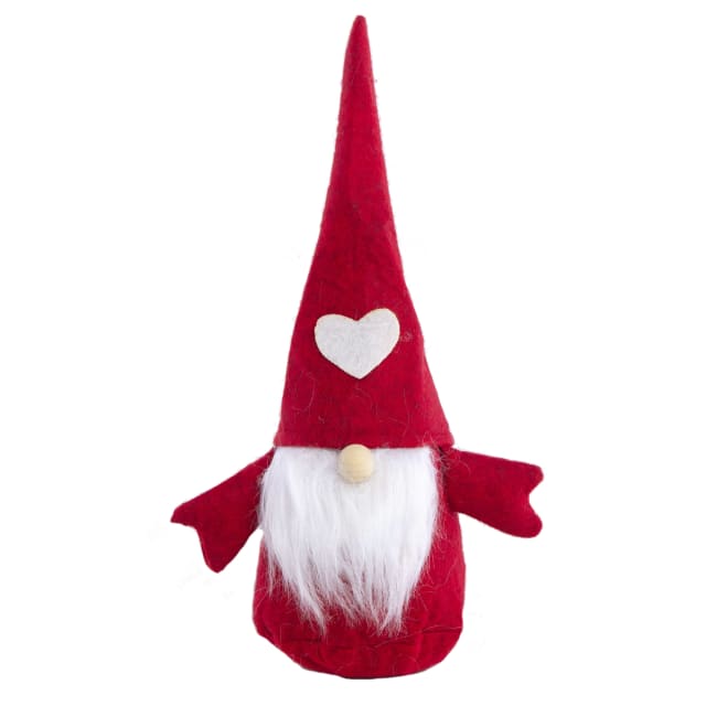 Nisse rød lue med hjerte 25cm