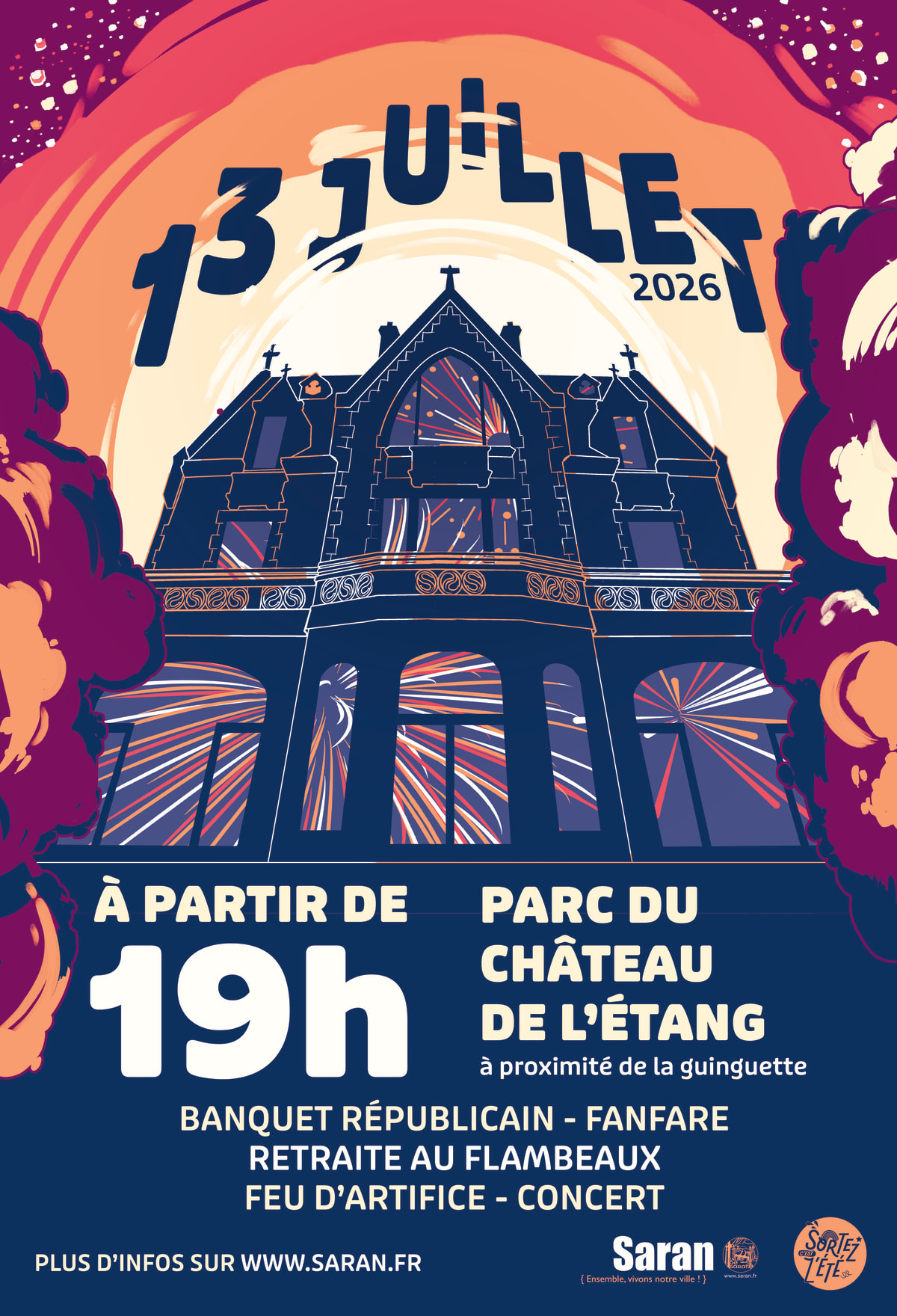Saran - Soirée du 13 juillet: banquet, feu d’artifice et bal