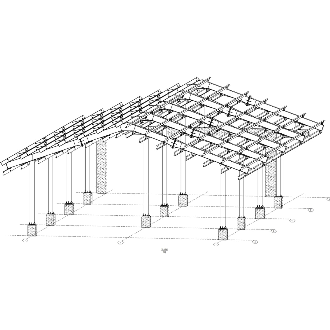 Poolside Restaurant Shed: isometric 3D drawing 1