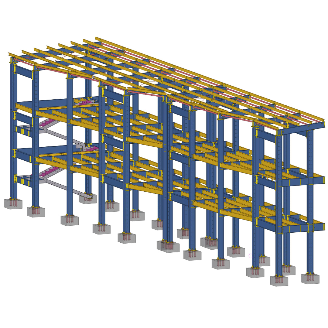 Multi-storey Steel Frame overall structural model view