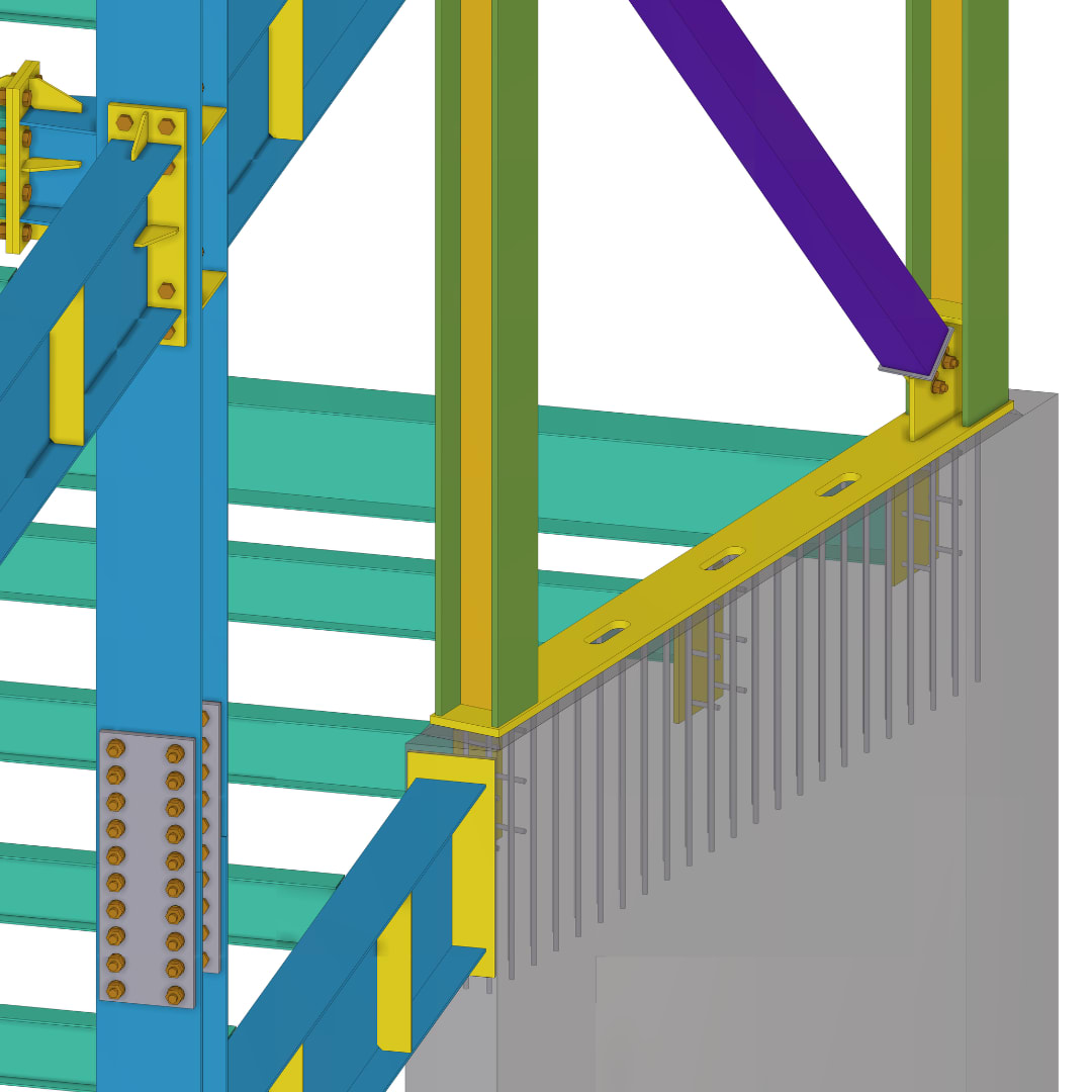 Braced Multi-storey Steel Building: Tekla model view 5