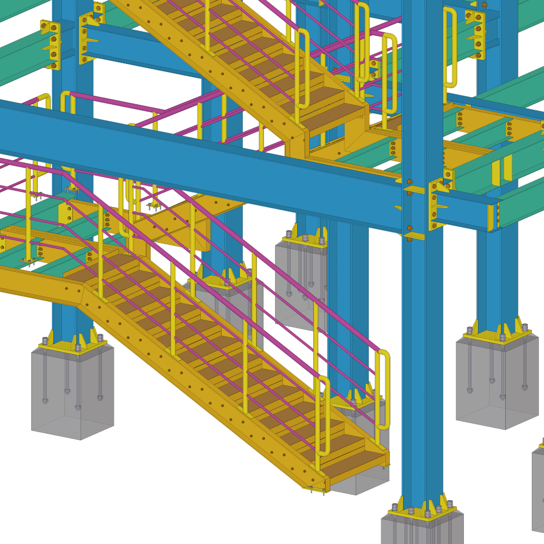 Braced Multi-storey Steel Building: Tekla model view 4
