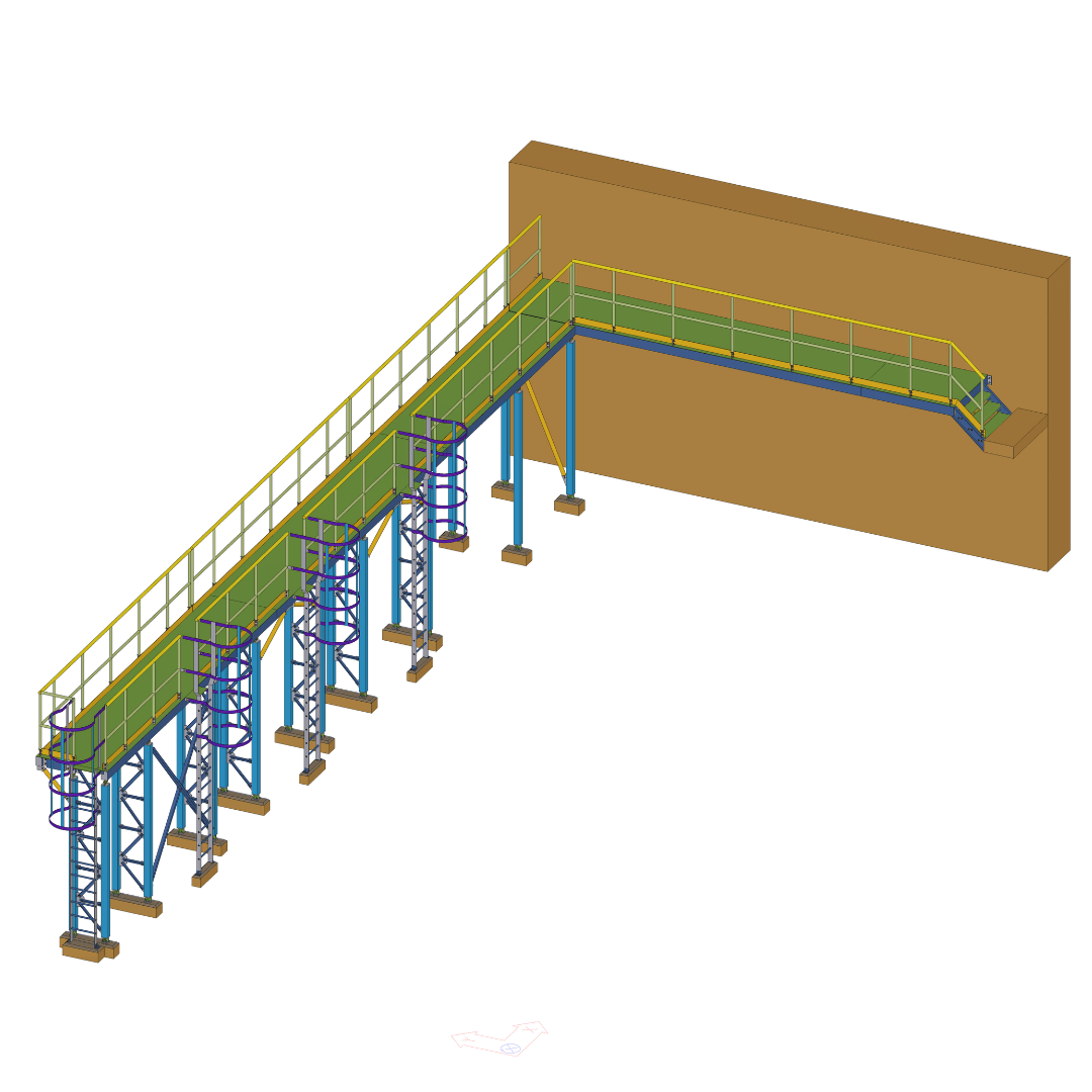 Maintenance Walkway & Caged Ladders overall structural model view