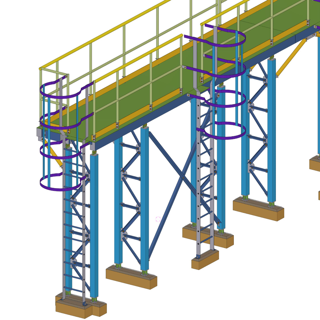 Maintenance Walkway & Caged Ladders: Tekla model view 3