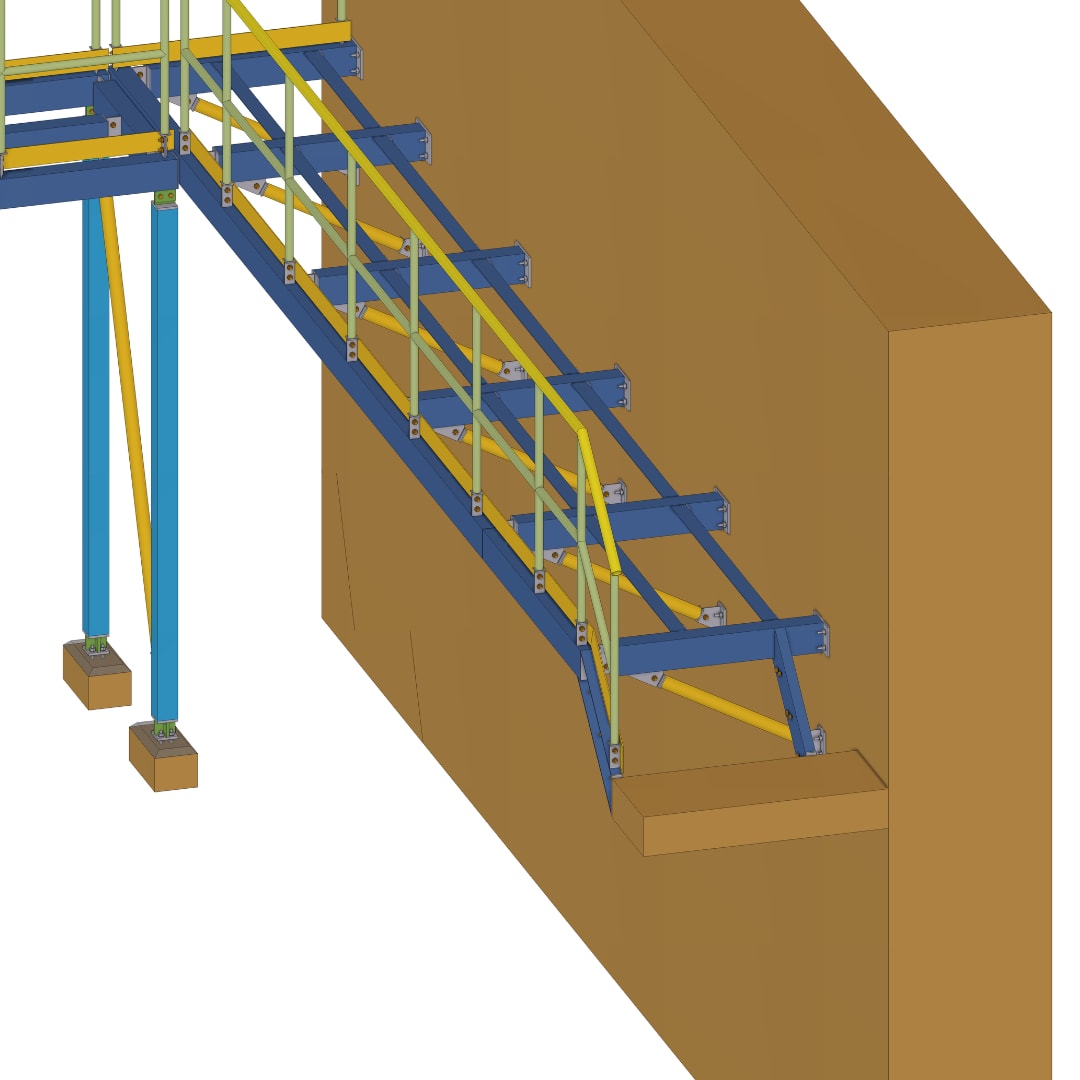 Maintenance Walkway & Caged Ladders: Tekla model view 4