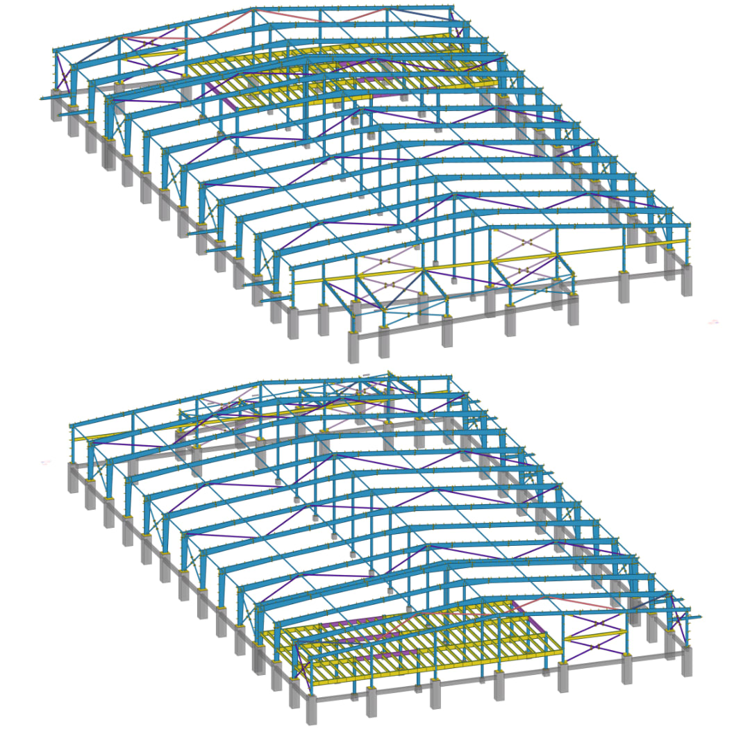 Industrial Portal-frame Building: Tekla model view 4