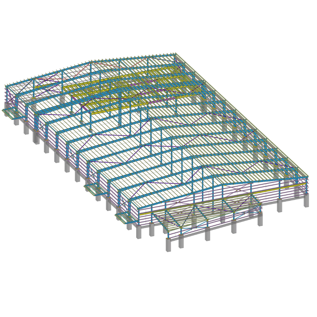 Industrial Portal-frame Building overall structural model view