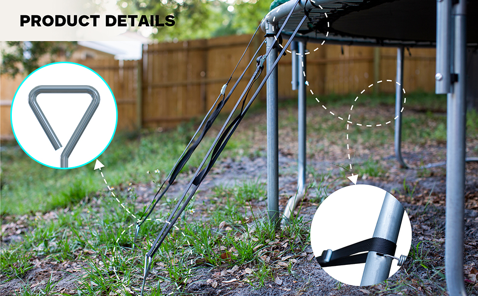 4pcs Trampoline Anchor Kit Universal Ground Anchor Wind Stakes with 90