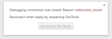 DevTools Websocket Error Message