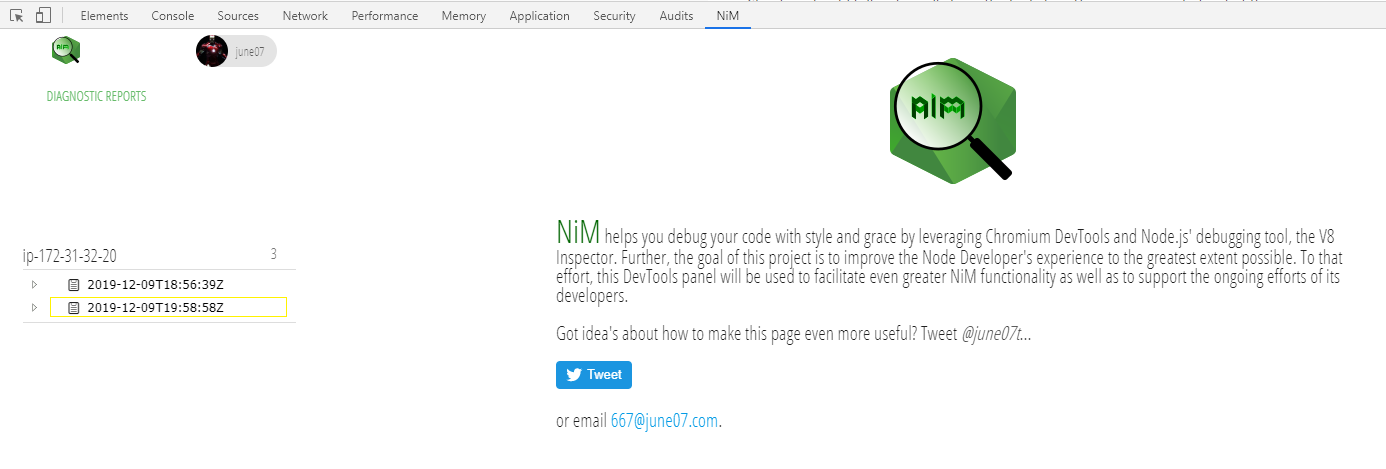 Node Diagnostic Report in the NiM console.