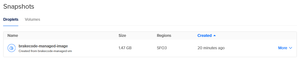 Digitalocean Snapshots