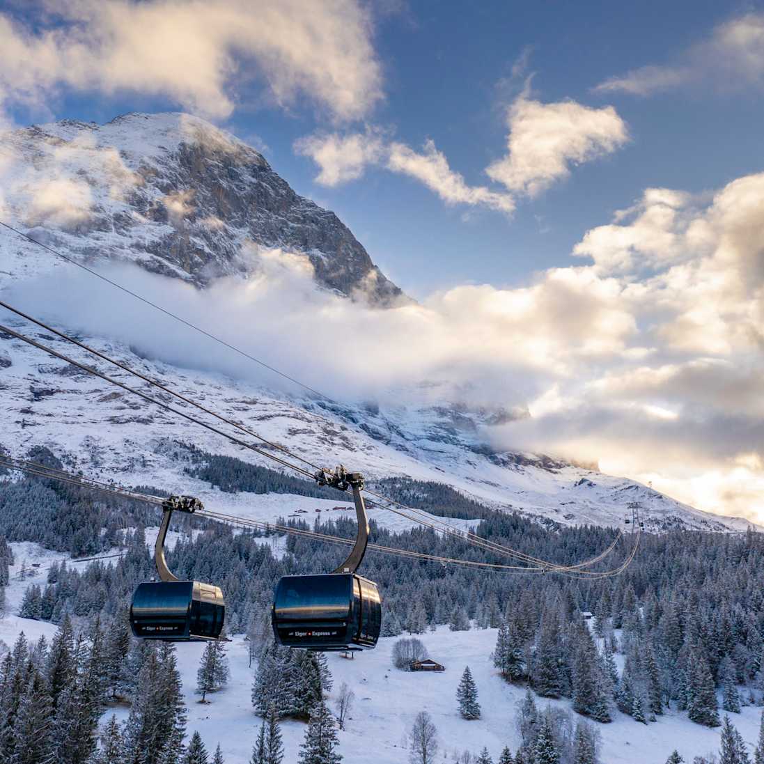 3sbahn, BernerOberland, Eiger, Gondel, Gondelbahn, Grindelwald, Jungfrau, Kabinenbahn, November, Schweiz, Seilbahn, Switzerland, Terminal, Transport, Winter, jungfraubahnen, vbahn